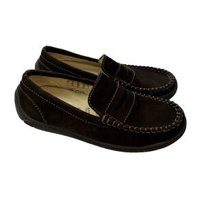 Primigi Boys Suede Loafers Preppy Casual Nubuck Brown Italian Leather Size 32